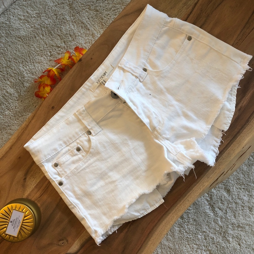 White denim shorts